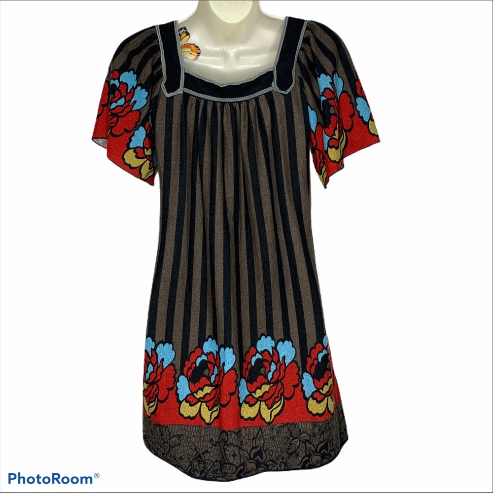 Theme Anthropologie Brown Striped Poppy Dress size Small - Picture 7 of 16